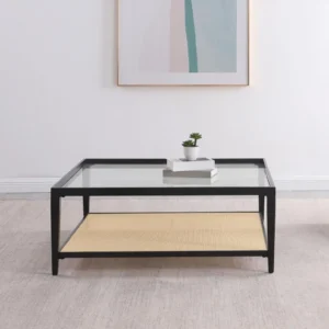 Amherst Glass Top Black Square Coffee Table By Coaster Furniture