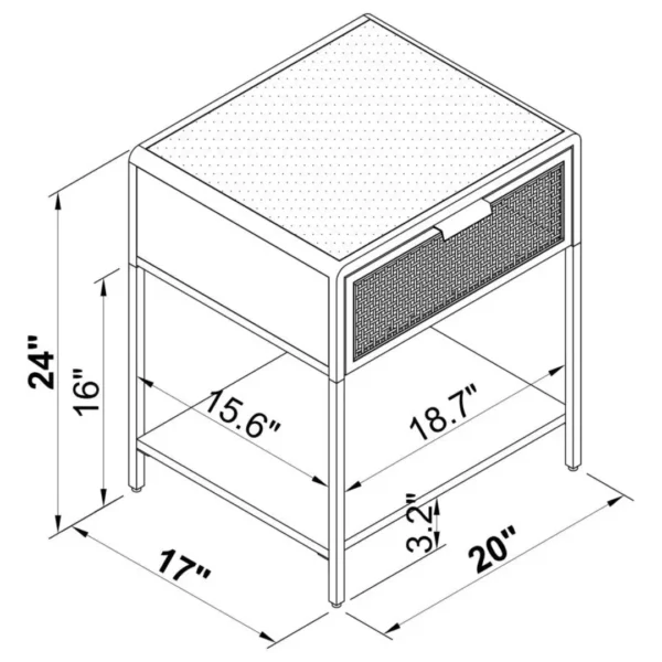 Amherst 1-Drawer Metal Rectangular Side Table By Coaster Furniture - Image 7