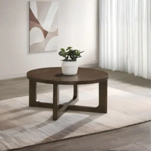 Kessler Sculptural Wood Coffee Table Round By Coaster Furniture