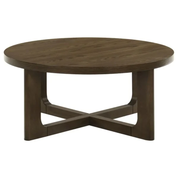 Kessler Sculptural Wood Coffee Table Round By Coaster Furniture - Image 2