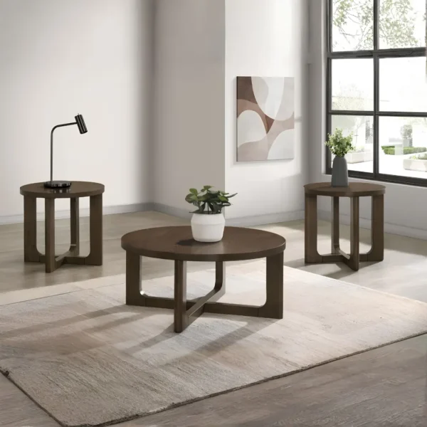 Kessler Sculptural Wood Coffee Table Round By Coaster Furniture - Image 7