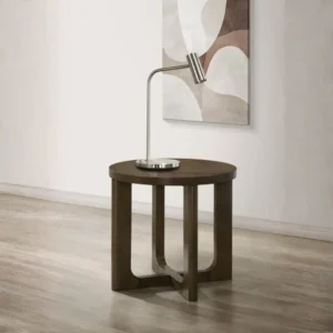 Kessler Round Sculptural Wood End Table By Coaster Furniture