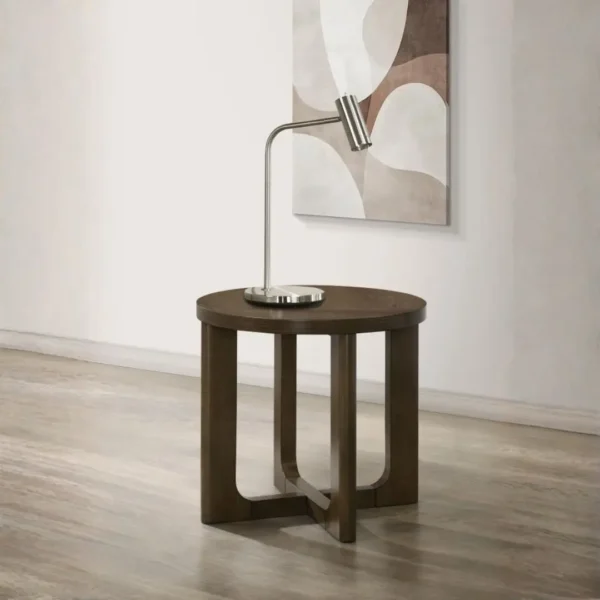 Kessler Sculptural Round Wood Coffee Table Set By Coaster Furniture - Image 2