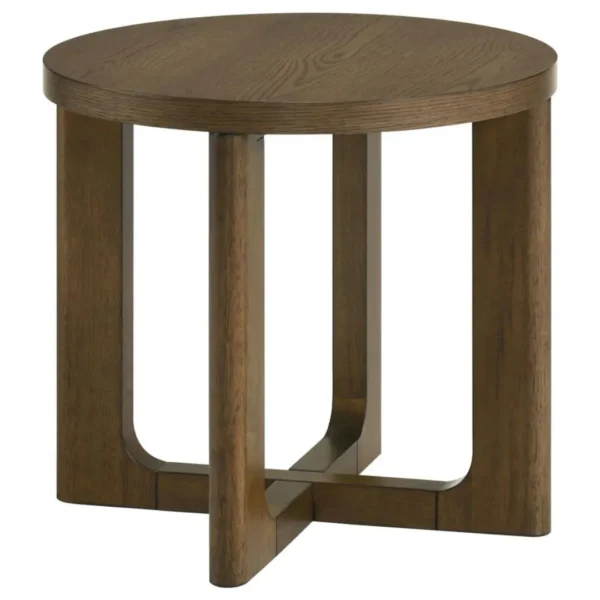 Kessler Round Sculptural Wood End Table By Coaster Furniture - Image 2