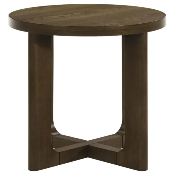 Kessler Round Sculptural Wood End Table By Coaster Furniture - Image 3