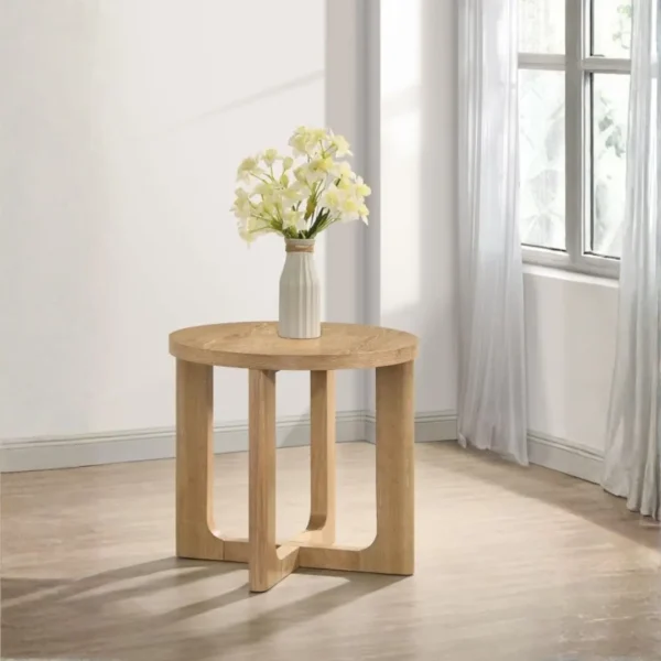 Kessler Round Sculptural Wood End Table By Coaster Furniture - Image 9