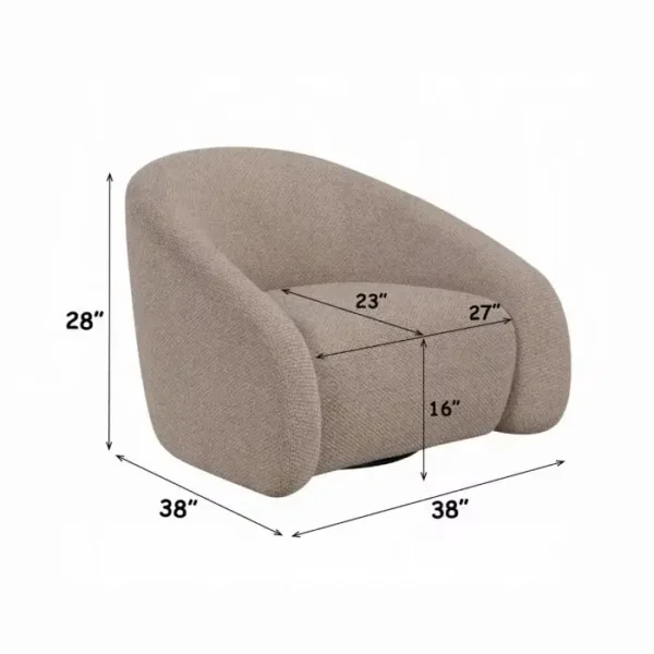 Zoey Latte Linen Swivel Accent Chair by ACME - Image 5