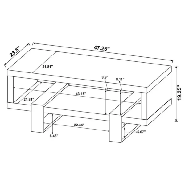Dinard Wood and Metal Coffee Table By Coaster Furniture - Image 7