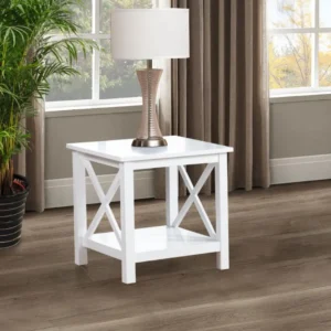 Skyview White End Table with Shelf By Coaster Furniture