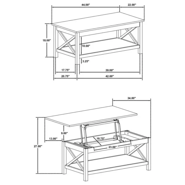 Skyview 44-Inch Lift Top White Coffee Table By Coaster Furniture - Image 8