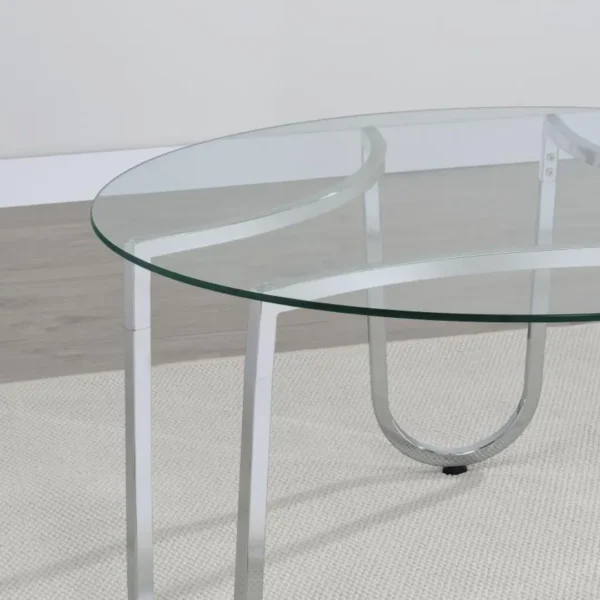 Beller Chrome Glass Coffee Table Set By Coaster Furniture - Image 4