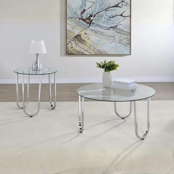 Beller Round Glass Top Coffee Table Chrome By Coaster Furniture - Image 8