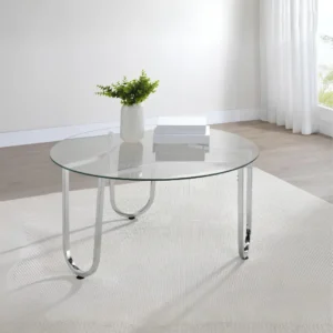 Beller Round Glass Top Coffee Table Chrome By Coaster Furniture
