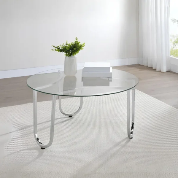 Beller Chrome Glass Coffee Table Set By Coaster Furniture - Image 2