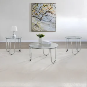 Beller Chrome Glass Coffee Table Set By Coaster Furniture