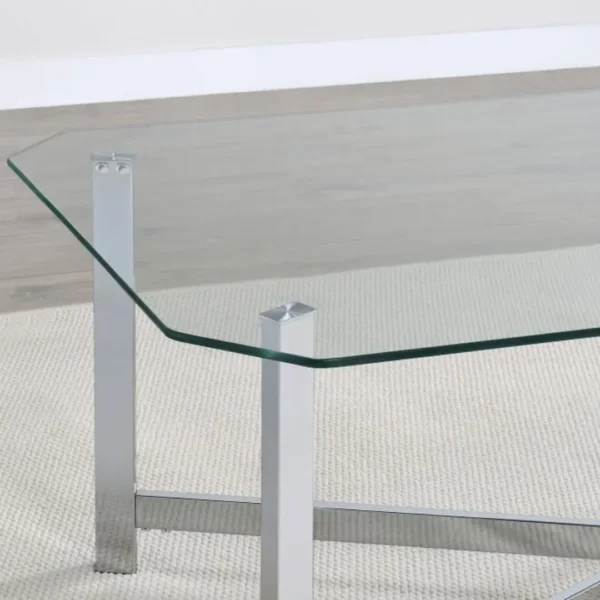 Cronin Chrome Coffee Table with Glass Top By Coaster Furniture - Image 2