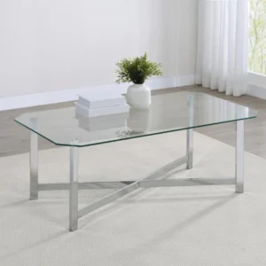 Cronin Chrome Coffee Table with Glass Top By Coaster Furniture