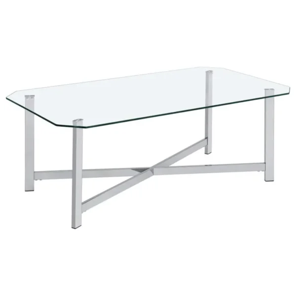 Cronin Chrome Coffee Table with Glass Top By Coaster Furniture - Image 3