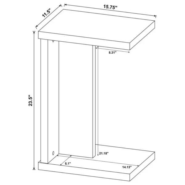 Clower Wood C Shaped Sofa Table By Coaster Furniture - Image 7