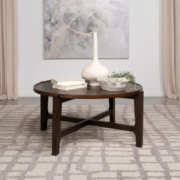 Cota Solid Wood Coffee Table Set Dark Brown By Coaster Furniture - Image 2