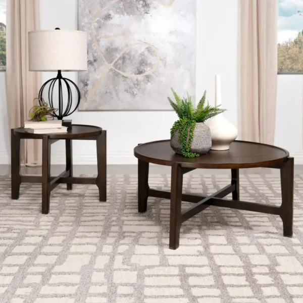 Cota Solid Wood Round Coffee Table Dark Brown By Coaster Furniture - Image 5