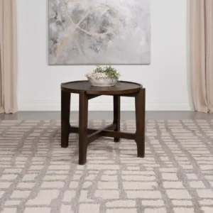 Cota Solid Wood Round End Table Dark Brown By Coaster Furniture