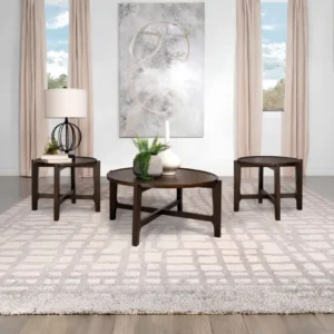 Cota Solid Wood Coffee Table Set Dark Brown By Coaster Furniture