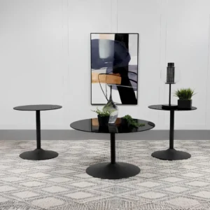 Ganso Round Black Coffee Table Set By Coaster Furniture