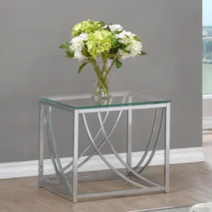 Lille Metal and Glass End Table Chrome By Coaster Furniture