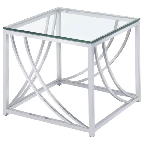 Lille Metal and Glass End Table Chrome By Coaster Furniture - Image 2