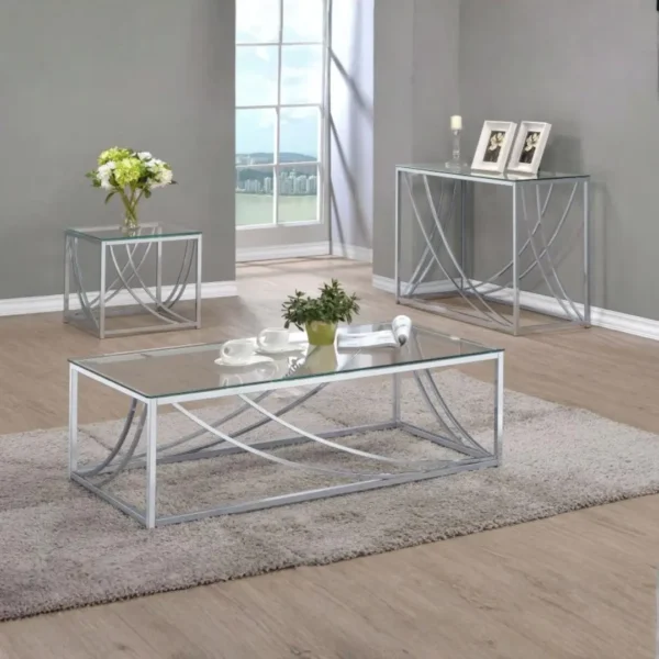 Lille Glass Top Chrome Console Table By Coaster Furniture - Image 6