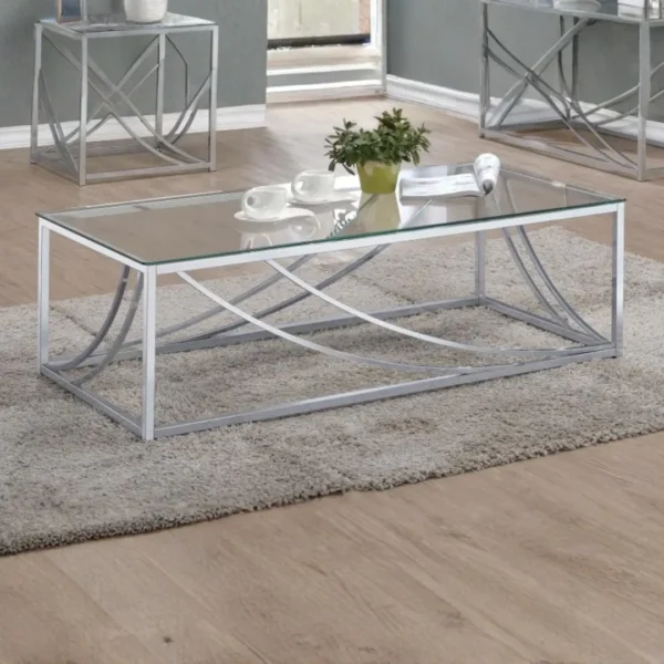 Lille Glass Top 3 Piece Coffee Table Set By Coaster Furniture - Image 2