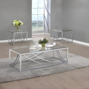 Lille Glass Top 3 Piece Coffee Table Set By Coaster Furniture