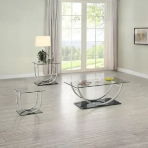Danville 3-Piece Glass Top Coffee Table Set By Coaster Furniture