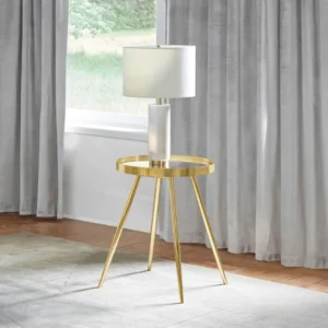 Kaelyn Mirror Top Round Gold End Table By Coaster Furniture