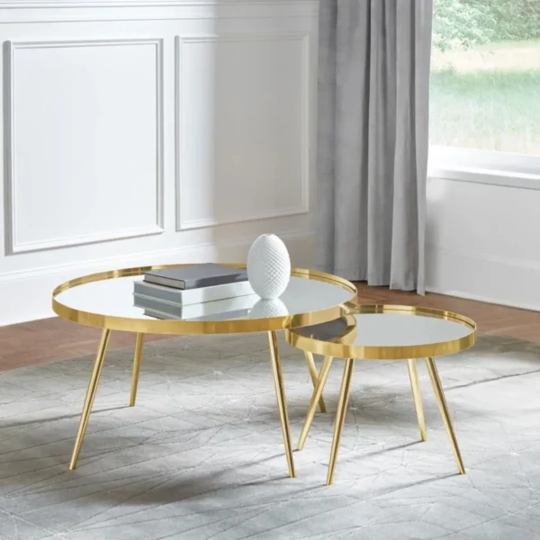 Kaelyn 4-Piece Round Gold Coffee Table Set By Coaster Furniture - Image 2
