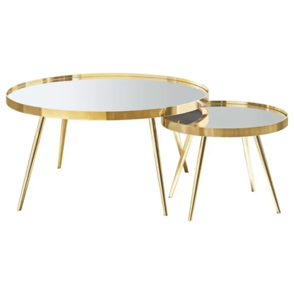 Kaelyn 4-Piece Round Gold Coffee Table Set By Coaster Furniture - Image 4
