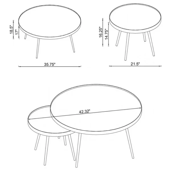 Kaelyn 4-Piece Round Gold Coffee Table Set By Coaster Furniture - Image 7