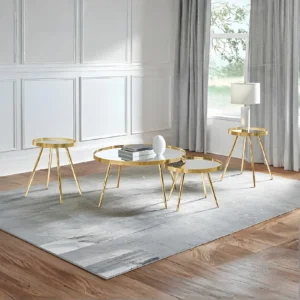 Kaelyn 4-Piece Round Gold Coffee Table Set By Coaster Furniture