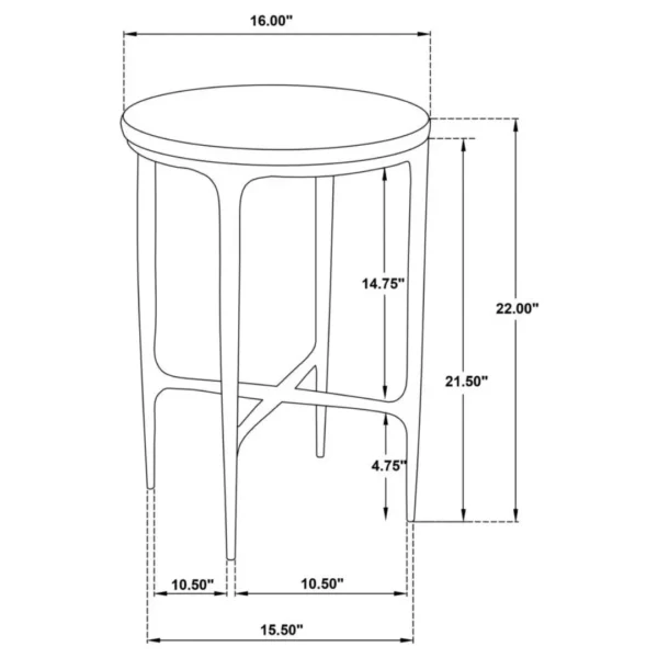 Baldwin Marble Top Side Table White and Gold By Coaster Furniture - Image 9