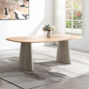 Ogin Oval Travertine Dining Table by ACME