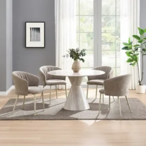 Ogin Marble Dining Table Set for 4 by ACME