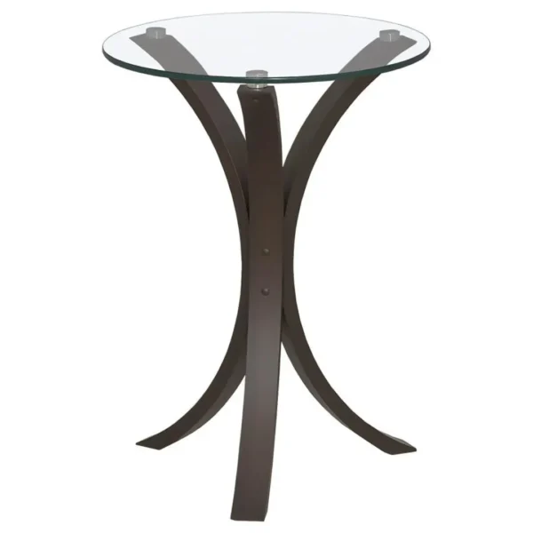 Edgar Glass Top Round Side Table Cappuccino By Coaster Furniture - Image 2