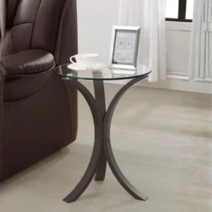 Edgar Glass Top Round Side Table Cappuccino By Coaster Furniture