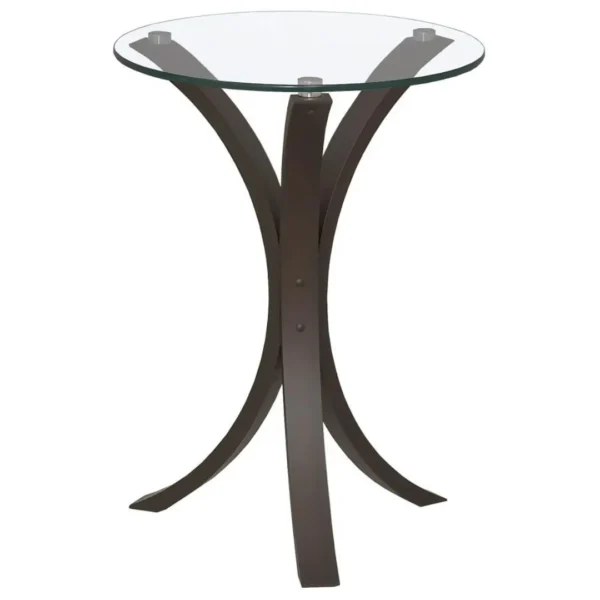 Edgar Glass Top Round Side Table Cappuccino By Coaster Furniture - Image 3