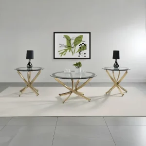 Brooke Coffee Table Set with Glass Top By Coaster Furniture