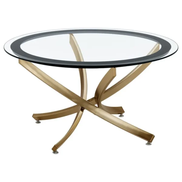 Brooke Glass Top Coffee Table Legs Metal By Coaster Furniture - Image 2