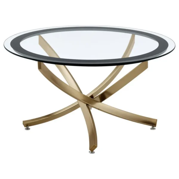 Brooke Glass Top Coffee Table Legs Metal By Coaster Furniture - Image 3