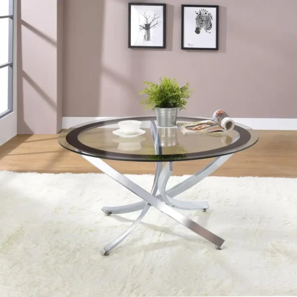 Brooke Glass Top Coffee Table Legs Metal By Coaster Furniture - Image 7