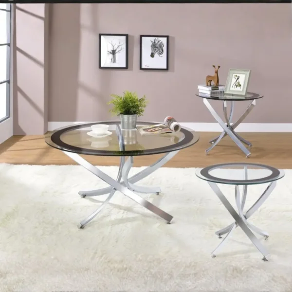 Brooke Coffee Table Set with Glass Top By Coaster Furniture - Image 7